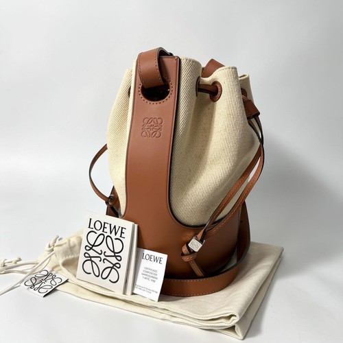 Loewe Balloon Bag Shoulder Bag Canvas Leather Tan