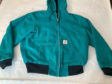 Vintage Aqua Teal Carhartt Active Jacket No Size Tag Large HTF READ