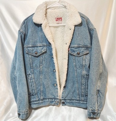 Vintage Levi's Denim Jacket Mens Small Sherpa Lined Trucker Made USA 80s