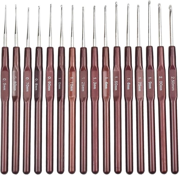 Aluminium HäKelnadel Set 16 StüCk HäKelnadeln Metall HäKeln Leicht Stricken Alum-image
