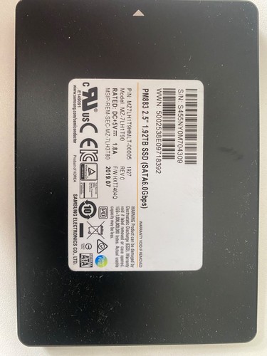 Samsung SSD Solid State Drive SATA - PM883 MZ-7LH1T90 1,92TB 2,5"