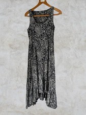 Fat Face Botanical Print Summer Dress Grey And White Size 12