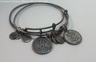(2) Alex & Ani Silver Tone Initial K & Puzzle Charm Adjustable Bangles 22.6g — photo 1