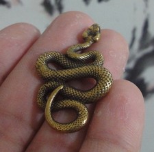 Vintage Style Solid Brass Mini Zodiac Snake Figurine Statue for Home Decor