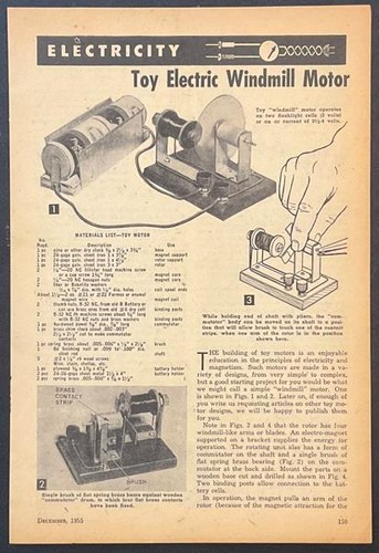Toy Electric Motor 1955 HowTo build PLANS Great Sceince Fair project