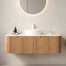 48" Wall Mounted Bathroom Vanity w/Ceramic Sink,Floating Vanity Cabinet 2 Drawer