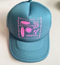 New O'NEILL Arlie Girls Youth Size Trucker Hat Cap Teal Pink Print Adjustable
