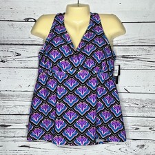 Island Escape Woman NWT Size 16W Printed Underwire Halter Style Tankini Swim Top