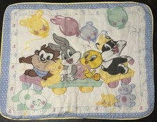 Vintage Baby Looney Tunes Crib Blanket Day at Zoo 42 x 31.5 Inches