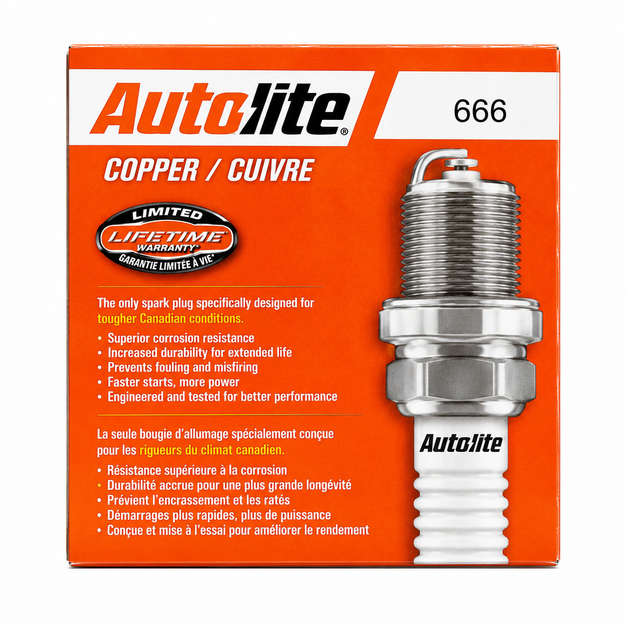 Autolite 666 Copper Core Spark Plugs 4 Pack Automotive Ignition Tune Up New