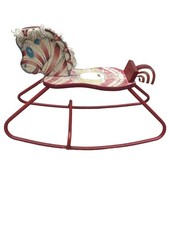 Large Rare Vintage Wood  Metal Rocking Horse 31 Inches Long