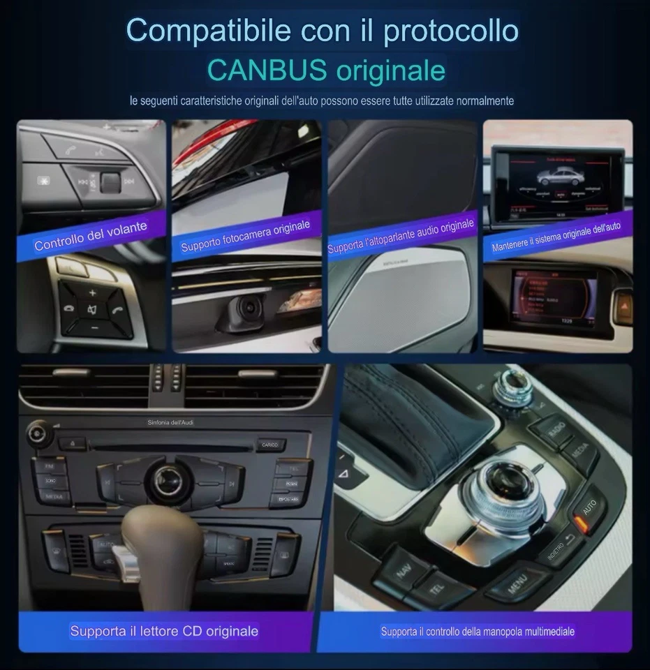 Autoradio Android 14 Carplay  Audi A4 A5 Q5 B9 2016-2023 4+32gb 8 Core 12.3” - Immagine 4 di 4