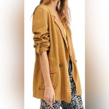 Free People Charly Blazer Dirty Chai Double Button NWT 168 Size M