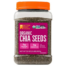 BetterBody Foods Organic Chia Seeds 2 lbs, 32 Oz, with Omega-3, Non-GMO, Gluten