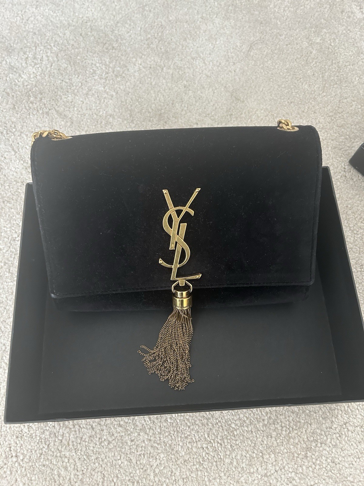 Black Velvet Saint Laurent Small Kate Monogram