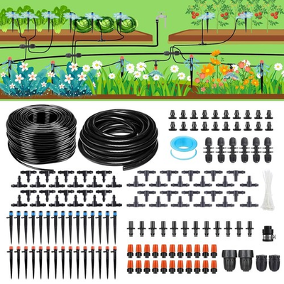 #ad 256FT Automatic Drip Irrigation System KitAutomatic Garden Watering Misting Sys $43.59