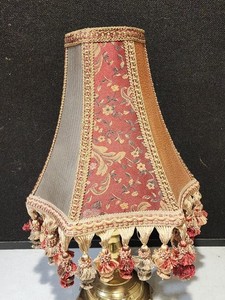 12" TALL Fabric TAPESTRY FRINGE Cut Corner 6 Panel Designer Lamp Shade