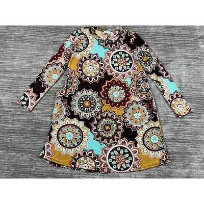 Sweet Lovely Dress Womens S Multi Mandala Print Long Sleeve Boho Tunic SD5272