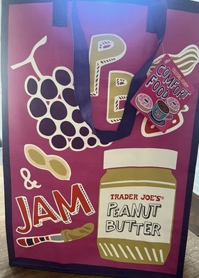 Trader Joe s PB&J Mac&Cheese Food Tote Bag Reusable New tag
