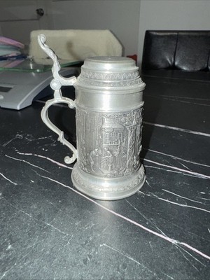 Zinn Becker Stuttgart pewter 95% Zinn lidded stein, Germany, Deutschland Humpen