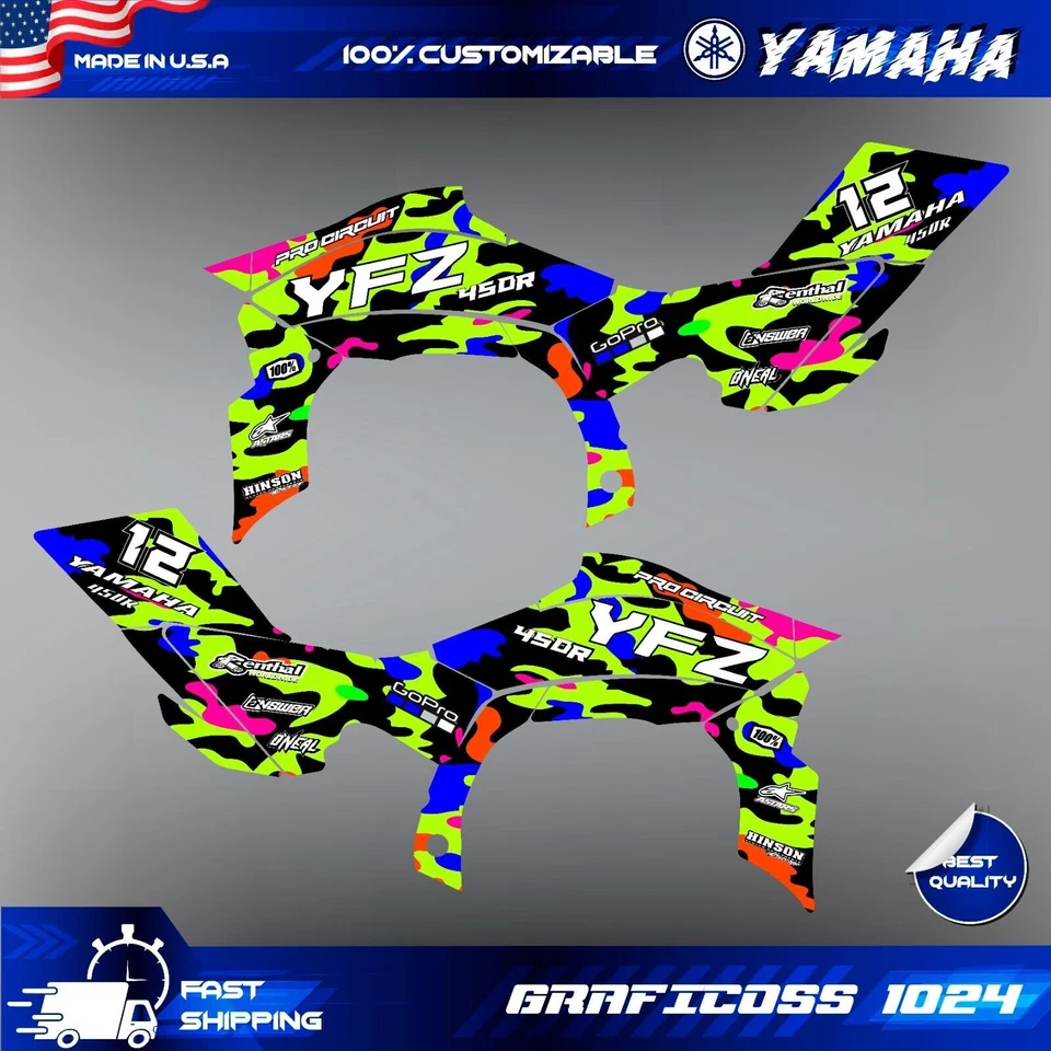 Yamaha YFZ 450R Kit Gráficos 2009 2010 2011 2012 2013 Calcomanías Pegatinas ATV UTV Foto 2 de 4