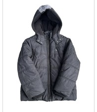 Calvin Klein Jeans Kid's Black/Grey Full Zip Puffer Hooded Logo Jacket Size 6