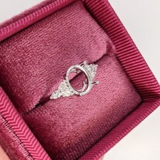 925 Sterling Silver 7x9 MM Oval Shape Semi Mount Mother's Day Ring Jewelry