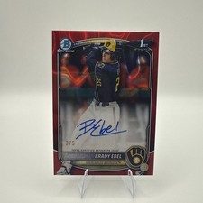 2025 Bowman Draft | Brady Ebel | Red Lava Auto /5 | Milwaukee Brewers