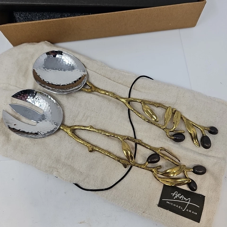 Juego de servir rama de olivo Michael Aram 11 1/2" con caja y bolsa de almacenamiento Foto 3 de 4