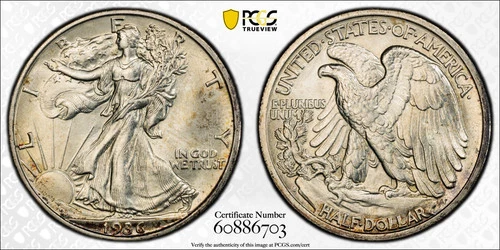 1936 S Half Dollars Liberty Walking PCGS MS-64