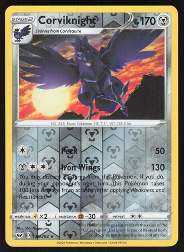 Corviknight Reverse Holo 135/202 NM SWSH01: Sword & Shield Base Set Pokemon Card