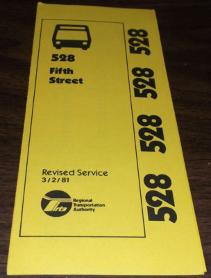 MARCH 1981 CHICAGO RTA ROUTE 528 FIFTH STREET BUS SCHEDULE