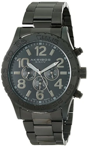 ساعة أكريبوس XXIV AK763BK للرجال Grandiose Swiss Gunmetal Black Watch الكرونوغراف