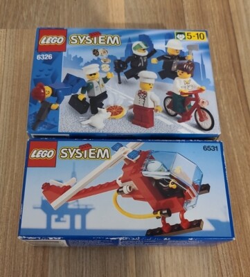 LEGO System TOWN City 6326 6531 Figuren und Straßenschilder Hubschrauber  NEU
