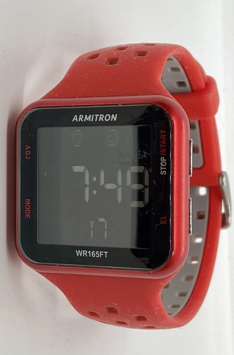 ARMITRON PRO SPORTS Watch Mens LCD DIGITAL RED Square Case