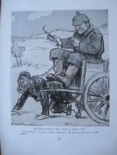 1916 Original POLITICAL CARTOON - GERMAN Drive SLAVE DOG CART Holland WWI War