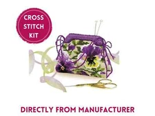 RIOLIS Counted Cross Stitch Kit 1039 Pansy Pincushion- Purple Flowers DIY