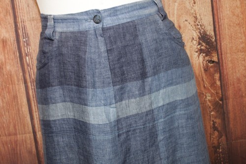 GARDEUR Ladies Skirt Midi Denim Blue Look A Line Lightweight Pockets Linen UK 16 - Picture 9 of 10