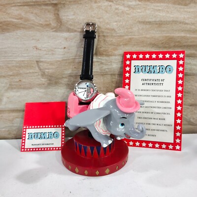 Disney Theme Park Dumbo Elephant Wrist Watch with Figurine Limited Edition 2000