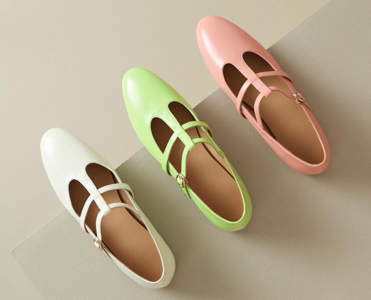 Womens Fashion Sweet Candy Color Round Toe T-strap Mary Jane Shoes