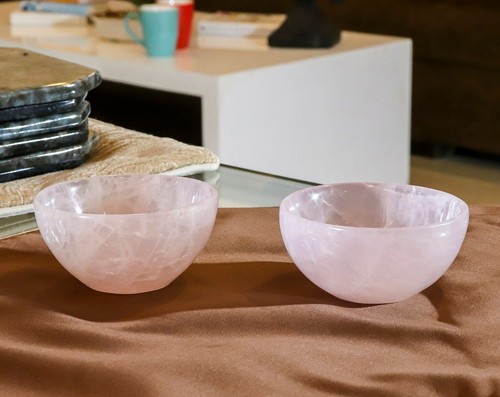 Rose Quartz Cristal bol en grès vintage crémaillère St Valentin Cadeau - Photo 6 sur 10