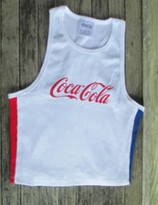 Coca-Cola White Cropped Ribbed Tank Top   Size Junior Medium  
