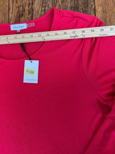 Top túnica elástica Calvin Klein rojo manga larga dobladillo redondo plus 3X San Valentín Nuevo con etiquetas - Imagen 7 de 11