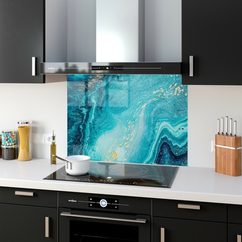Glass Splashback Kitchen Tile Cooker Panel Backsplash ANY SIZE Ocean Marble 0370 - Picture 2 of 12