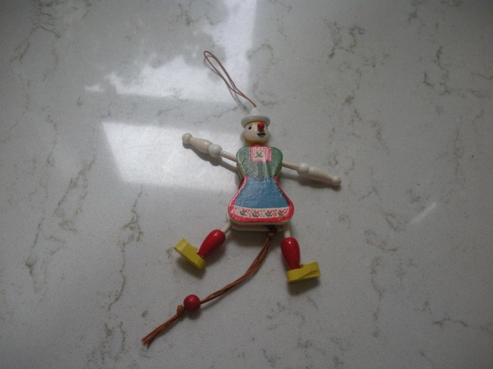 vintage wooden pull string Christmas ornament jumping jack toy on back eBay