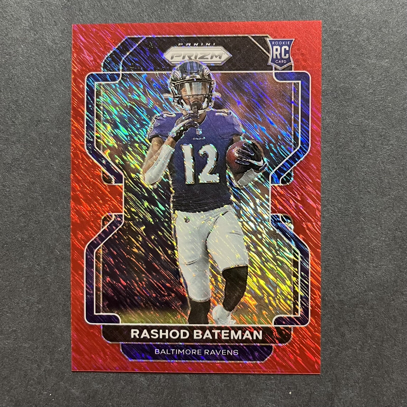 Rashod Bateman 2021 Panini Prizm #340 FOTL Red Shimmer RC Rookie /35 Ravens