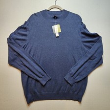 Croft Barrow Mens Pullover Sweater Large Blue Long Sleeve Cotton Blend New