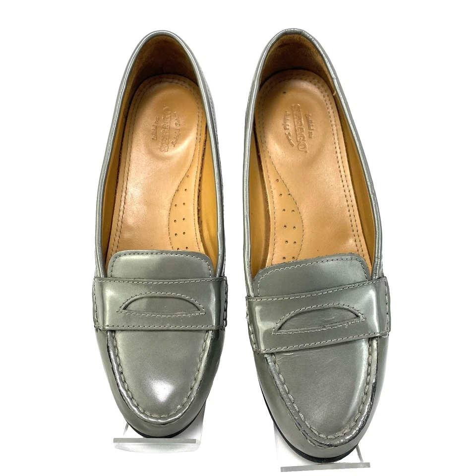 Sebago Women's Size 7M Darling Gray Patent Leather Classic Penny Loafers Shoes - Image 2 of 4