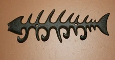 Fish Bone Key Hook Rack, Cast Iron 9 1/2 inch, Hungry Fish N-33s