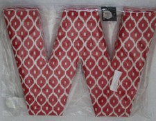  BUCHSTABEN " W " DEKO ZUM AUFHÄNGEN ROT WEISS MUSTER GRoß 32  x 24 CM NEU